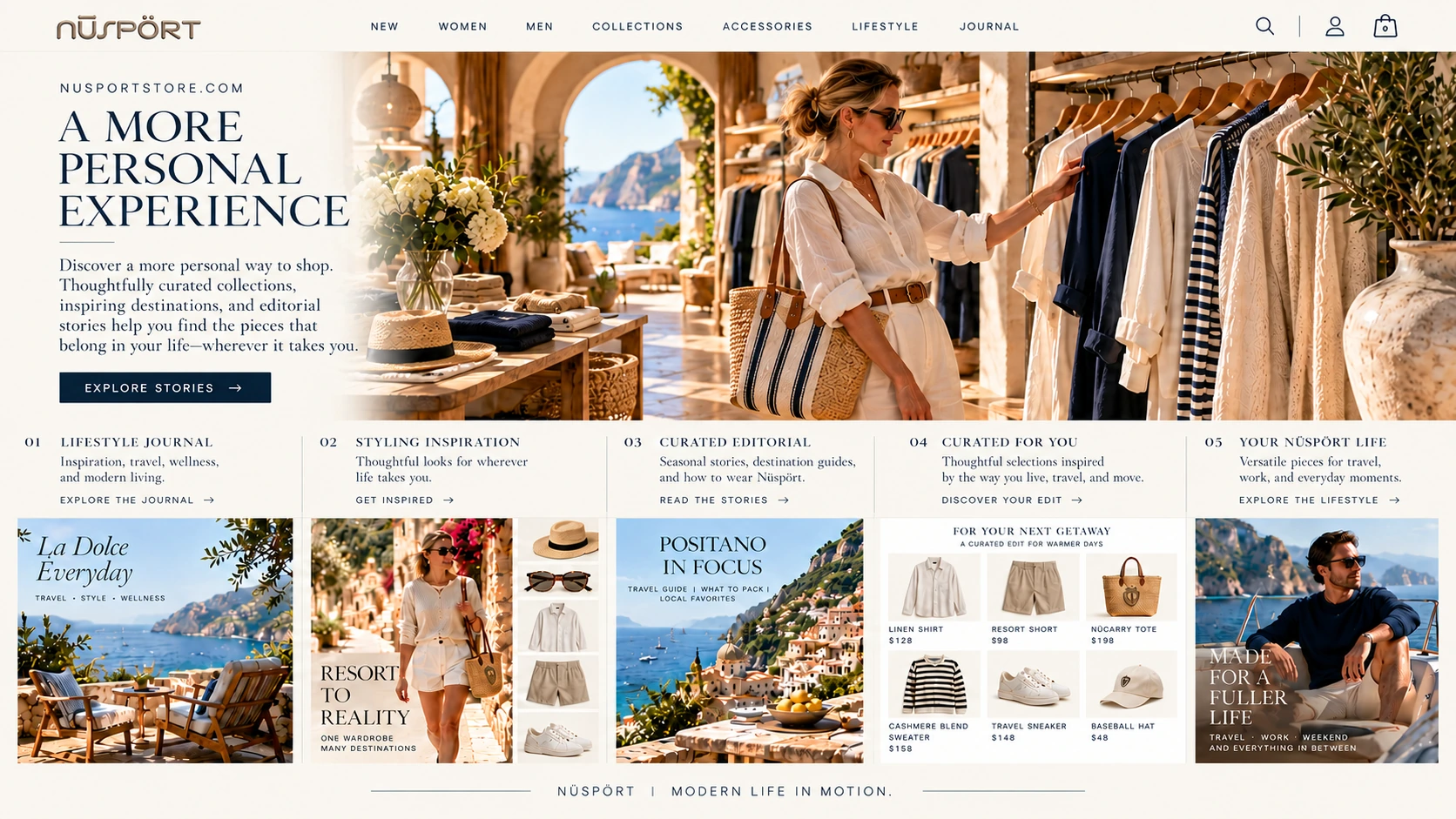 NŪSPÖRT future online boutique editorial concept: A MORE PERSONAL EXPERIENCE